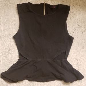 Material Girl Peplum Cutout Top